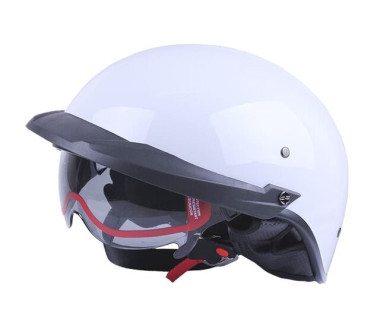 Шолом MD-513-1 білий глянсовий + чорне скло size L - VIRTUE