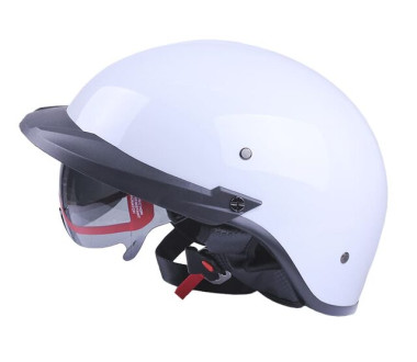 Шолом MD-513-1 білий глянсовий + чорне скло size L - VIRTUE