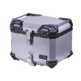 Кофр прямокутний TTG для мотоцикла, алюмінієвий срібний, зі спинкою та двома замками, 45л