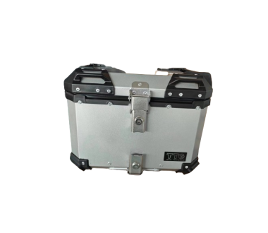Кофр прямокутний TTG для мотоцикла, алюмінієвий срібний, зі спинкою та двома замками, 45л