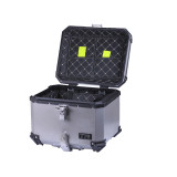 Кофр прямокутний TTG для мотоцикла, алюмінієвий срібний, зі спинкою та двома замками, 45л