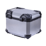 Кофр прямокутний TTG для мотоцикла, алюмінієвий срібний, зі спинкою та двома замками, 45л