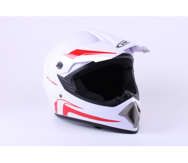 Шолом мотоциклетний кросовий VIRTUE MD-905 size S білий з червоним