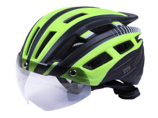 Шолом захисний чорний з жовтим з габаритним ліхтарем та окулярами size L - TTG