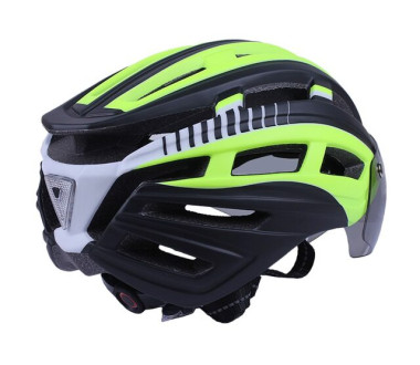 Шолом захисний чорний з жовтим з габаритним ліхтарем та окулярами size L - TTG