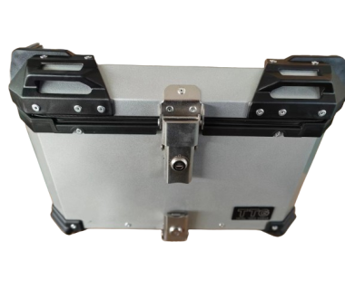 Кофр прямокутний TTG для мотоцикла алюмінієвий срібний, зі спинкою та двома замками, 57л