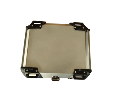 Кофр прямокутний TTG для мотоцикла алюмінієвий срібний, зі спинкою та двома замками, 57л