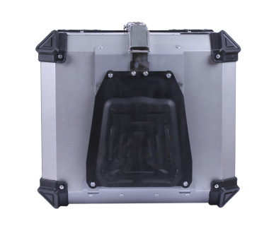 Кофр прямокутний TTG для мотоцикла алюмінієвий срібний, зі спинкою та двома замками, 57л