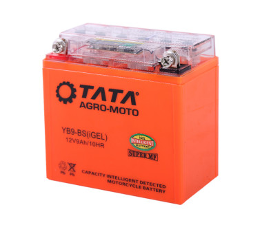 Акумулятор гелевий, 9АH МОТО 12N9-BS, помаранч., 135*75*135 мм, З ІНДИКАТОРОМ - OUTDO