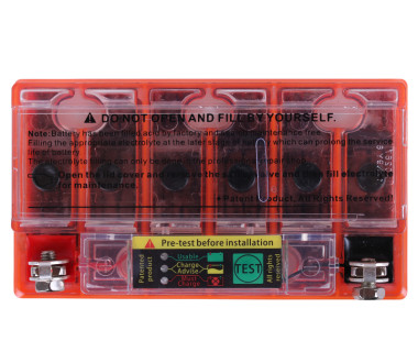 Акумулятор гелевий, 9АH МОТО 12N9-BS, помаранч., 135*75*135 мм, З ІНДИКАТОРОМ - OUTDO