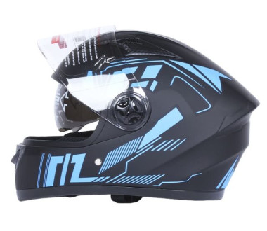 Шлем для мотоцикла, скутера 557 Blue Flower TTG интеграл (черный с синим, One Size 54-61 см)