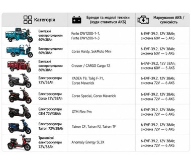 Акумулятор свинцево-кислотний TT 38AH 12V 223х105х174 мм