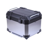 Кофр прямоугольный для мотоцикла пластиковый серебрянный с черным, 45л - YBX