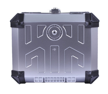 Кофр прямоугольный для мотоцикла пластиковый серебрянный с черным, 45л - YBX