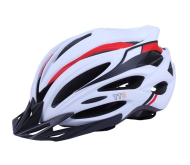 Шолом захисний білий з червоним та чорним з козирком та з габаритним ліхтарем size L - TTG