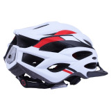 Шолом захисний білий з червоним та чорним з козирком та з габаритним ліхтарем size L - TTG