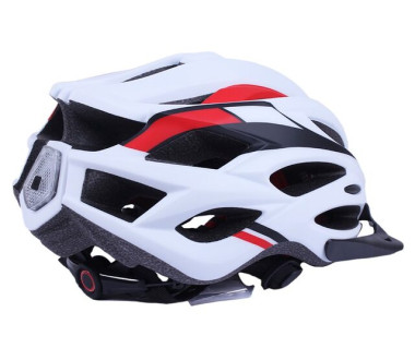Шолом захисний білий з червоним та чорним з козирком та з габаритним ліхтарем size L - TTG