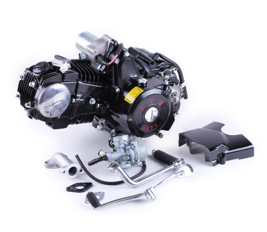 Двигун 110CC - Дельта/Альфа/Актив, механіка + електростартер + карбюратор - алюмінієва ЦПГ, BLACK - TATA LUX