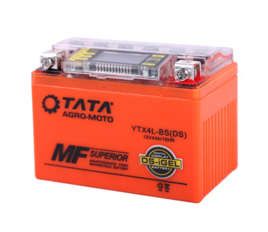Акумулятор гелевий, 4АH YTX4L-BS, помаранч., 113*70*85 мм, З ДИСПЛЕЄМ - OUTDO