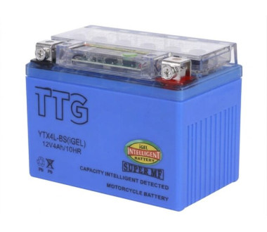 Акумулятор гелевий TTG YTX4L-BS 4AH, 113×70×85 мм на інверторний генератор, синій, з індикатором