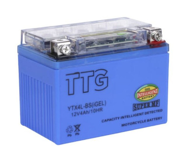 Акумулятор гелевий TTG YTX4L-BS 4AH, 113×70×85 мм на інверторний генератор, синій, з індикатором