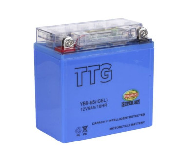 Акумулятор гелевий TTG YB9-BS 9АH на генератор, 137×76×134 мм синій, з індикатором