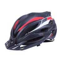 Шолом захисний чорний з червоним та білим з козирком та з габаритним ліхтарем size L - TTG