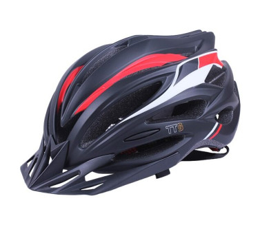 Шолом захисний чорний з червоним та білим з козирком та з габаритним ліхтарем size L - TTG