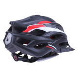 Шолом захисний чорний з червоним та білим з козирком та з габаритним ліхтарем size L - TTG