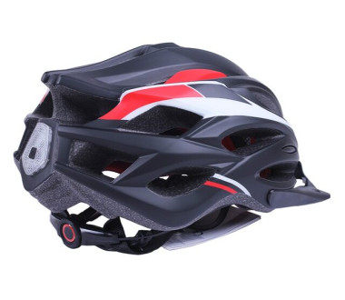 Шолом захисний чорний з червоним та білим з козирком та з габаритним ліхтарем size L - TTG