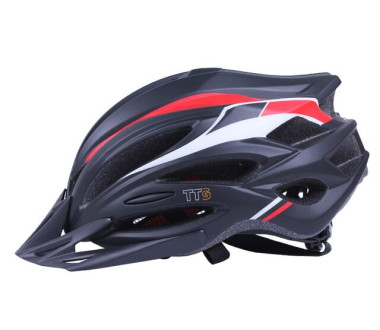 Шолом захисний чорний з червоним та білим з козирком та з габаритним ліхтарем size L - TTG