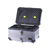 Кофр прямокутний TTG для мотоцикла, алюмінієвий срібний, зі спинкою та двома замками, 65л