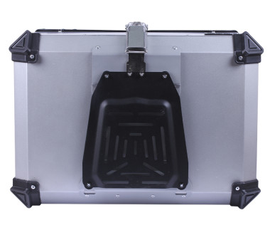Кофр прямокутний TTG для мотоцикла, алюмінієвий срібний, зі спинкою та двома замками, 65л