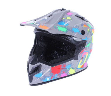 Шолом MD-911 сірий із кольоровою графікою size M - VIRTUE