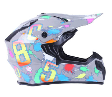 Шолом MD-911 сірий із кольоровою графікою size M - VIRTUE