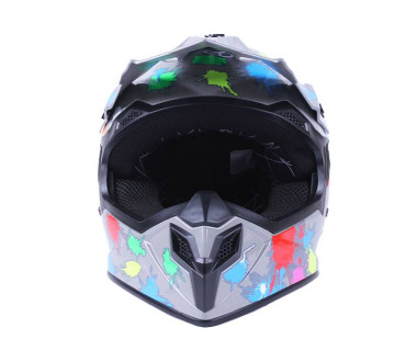 Шолом MD-911 сірий із кольоровою графікою size M - VIRTUE