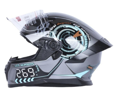 Шлем для мотоцикла, скутера 800 Racing 269 TTG интеграл (серый с графикой глянцевый, size L)