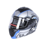 Шлем для мотоцикла, скутера 900 Gear Black-Silver TTG трансформер (серый с синим, size M)