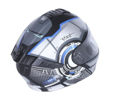 Шлем для мотоцикла, скутера 900 Gear Black-Silver TTG трансформер (серый с синим, size M)