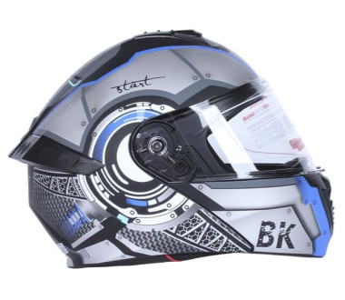 Шлем для мотоцикла, скутера 900 Gear Black-Silver TTG трансформер (серый с синим, size M)