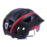 Шолом захисний чорний з червоним з габаритним ліхтарем, козирком та окулярами size L - TTG