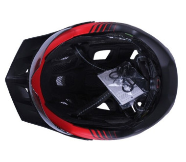 Шолом захисний чорний з червоним з габаритним ліхтарем, козирком та окулярами size L - TTG