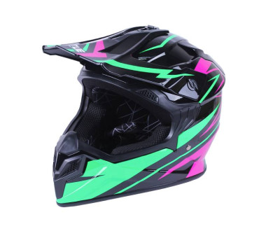 Шлем MD-911 черный с зеленым и малиновым size ХS - VIRTUE