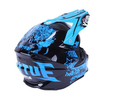 Шолом MD-902 чорний із блакитним size ХS - VIRTUE