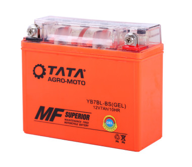 Акумулятор гелевий, 7АH MOTO 12N7BL-BS, помаранч., 145*60*130 мм - OUTDO
