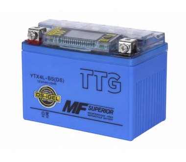 Акумулятор гелевий TTG YTX4L-BS 4AH, 113×70×85 мм синій, з дисплеєм