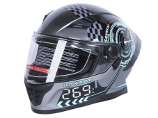 Шлем для мотоцикла, скутера 800 Racing 269 TTG интеграл (серый с графикой глянцевый, size M)