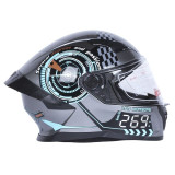 Шлем для мотоцикла, скутера 800 Racing 269 TTG интеграл (серый с графикой глянцевый, size M)