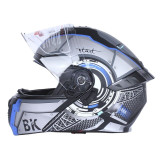Шолом для мотоцикла, скутера 900 Gear Black-Silver TTG трансформер (сірий із синім, size L)