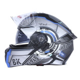 Шолом для мотоцикла, скутера 900 Gear Black-Silver TTG трансформер (сірий із синім, size L)